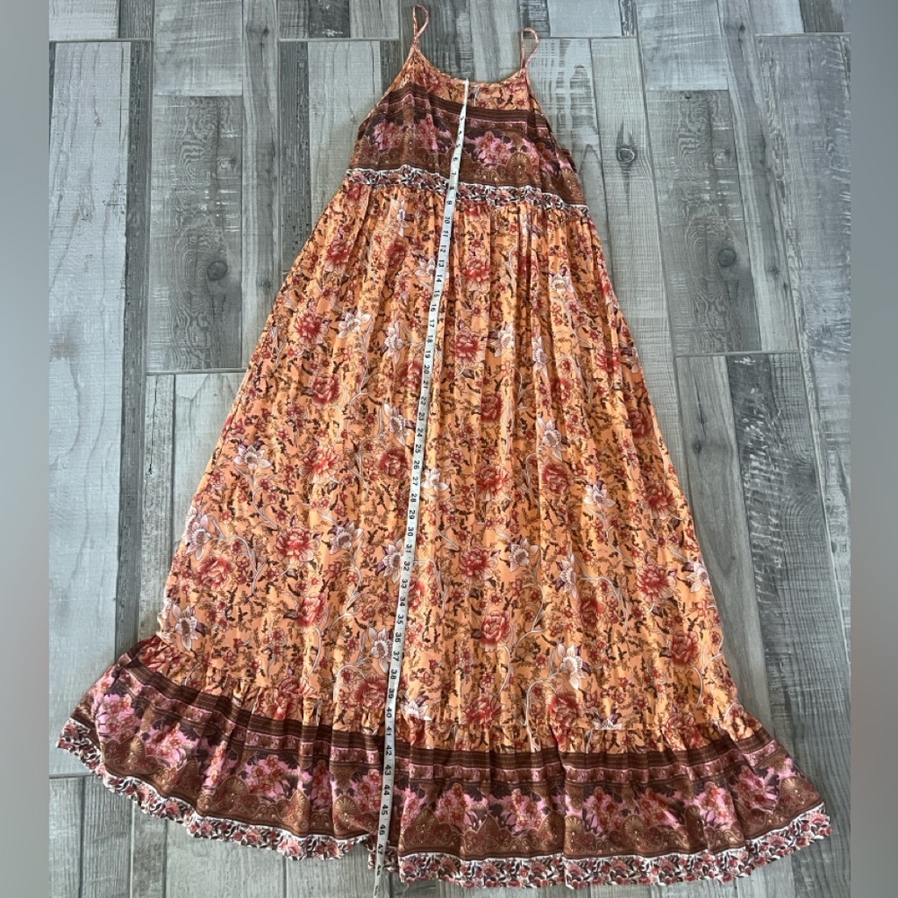 Emery Rose Maxi Dress Womens M Orange Boho Floral Sleeveless Tank Hippy Sundress - Picture 5 of 8